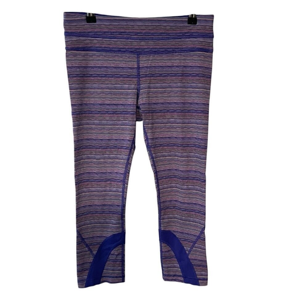 LULULEMON Inspire Tight Space Dye Twist Iris Flower Pink Shell Crop Leggings 8